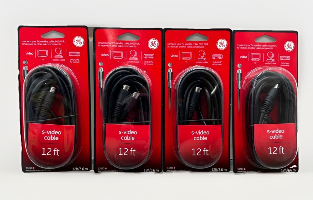 12ft Feet S-Video Cable For Tv, Satellite/Cable DVD/DVR/AV Receiver Box Of 4{G2}