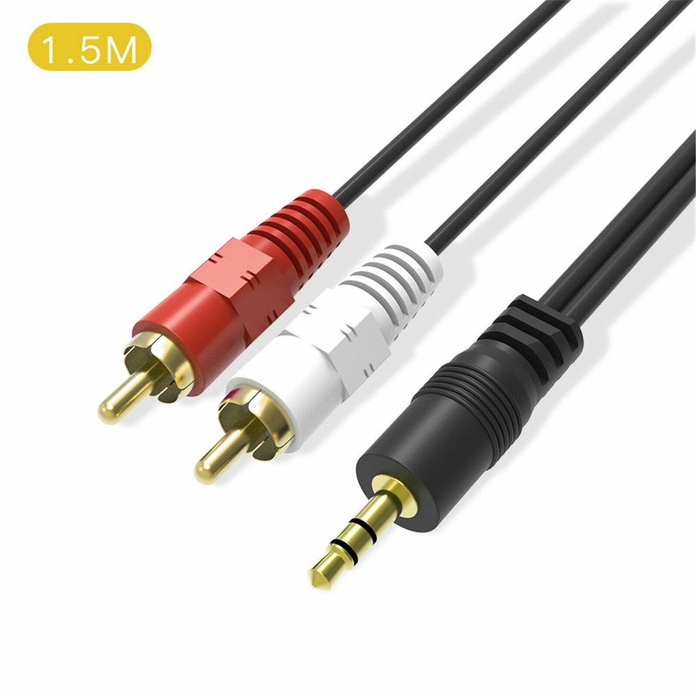 5ft 3.5mm Audio AUX 1/8″Stereo to 2 RCA Male Y Cable Adapter Cord MP3 iPod Phone