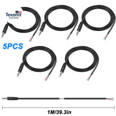 3.5Mm Male Plug to Bare Wire Stereo Audio Cable, 1/8″ 3.5Mm TRS 3 Pole Plug Pigt