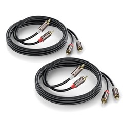 RCA Cables 2 Pack[Hi-Fi Sound, PVC Jacket, Shielded], 2-Male to 2-Male RCA Au