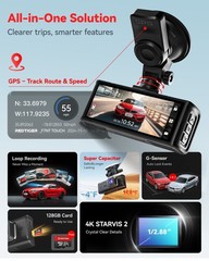 REDTIGER 4K Dash Cam Front and Rear, Touch Screen 3.18 Inch, Free 64GB Card