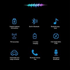 66W Bluetooth 5.0 FM Transmitter Car Phone Charger USB Cigarette Lighter Car