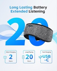 Sleep Headphones Bluetooth 6.0 Headband, 3-IN-1 Sleeping Headband Gery