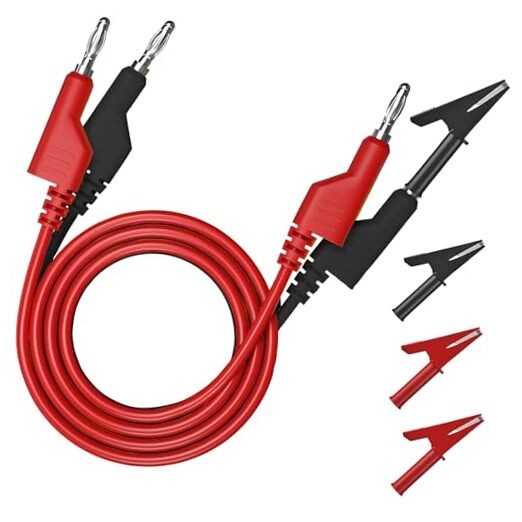 6pcs Stackable Banana to Banana Plug Test Cable Lead Set with 4mm Socket