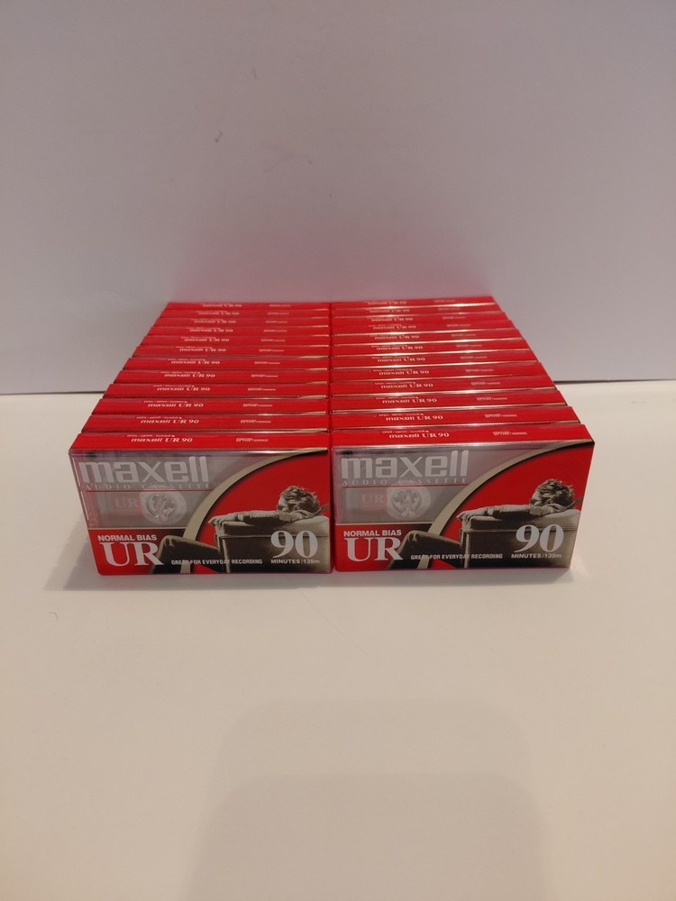 24 Maxell UR 90 Minute Blank Audio Cassette Tapes Normal Bias NEW SEALED