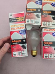 4 X Sylvania Halogen Capsylite 60w 120v bulb New old stock Heavy Bulb
