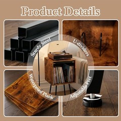 Rustic Brown Vinyl Record Stand with Flip-Top Lid – Organizes 100+ Albums Safely