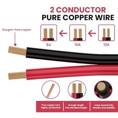 8 Gauge Wire 2 Conductors Wire 8/2 AWG Oxygen Free Copper Electrical 6FT 8AWG