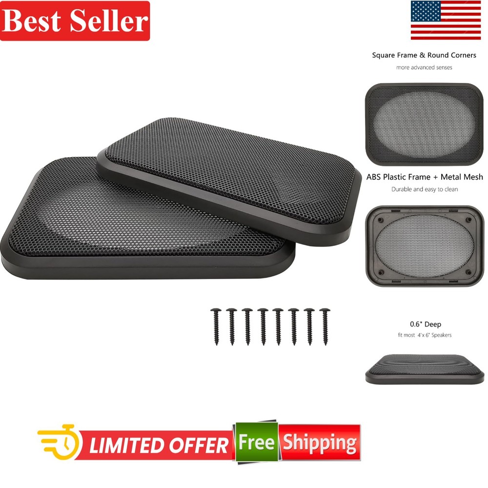 Speaker Grill Cover for 4×6 Car Speakers ABS Plastic Metal Mesh 2 Pack