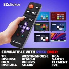 Universal Big Button Remote for Roku TVs – Easy to Use, Not for Stick/Box, Black