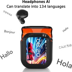 AI Translation Earbuds LCD Touch Screen Real Time 135 Languages ENC Bluetooth