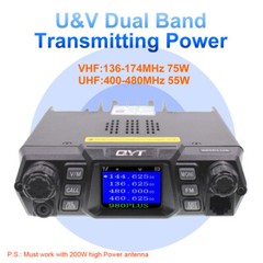 QYT KT-980Plus Car Radio VHF UHF Long Distance 50W Ham Radio Station + USB Cable
