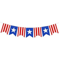 Pre-Strung Patriotic Linen Banner with Red, White & Blue Star Panels, Rustic