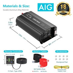 GIANDEL Pure Sine Wave 4000W Inverter DC12V to AC110V 120V with LCD Display