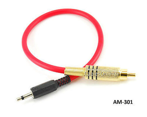 1ft 3.5mm Mono Mini Jack Plug to Single RCA Plug Audio/Video UltraFlex Red Cable