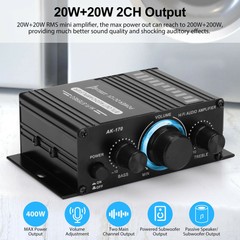 HiFi Amplifier Mini 400W Aluminum Audio Stereo Power Amplifier Preamp DC 12V Car