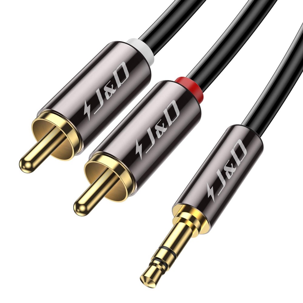 J&D 3.5mm to RCA Cable, GoldPlated 3.5mm Male to 2RCA Male Stereo Audio Adapt…