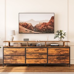 GUNAITO TS-HD049RB-SL TV Stand with Adjustable Mount for TVs up to 75 in, Rustic