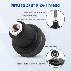 NMO To 3/8 x 24 Thread Adapter Antenna Mount For CB Ham Two Way Amateur Radio