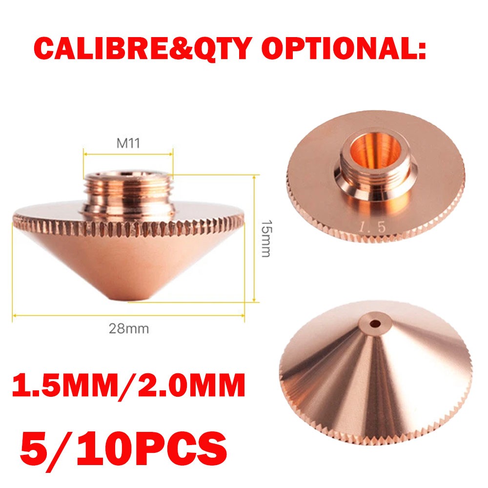 5/10Pack 1.5/2mm Fiber Laser Nozzle Single Layer 28mm M11 For Laser Cutting Head
