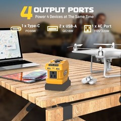 Power Inverter Compatible with Dewalt 20V Battery with 400lm LED Light