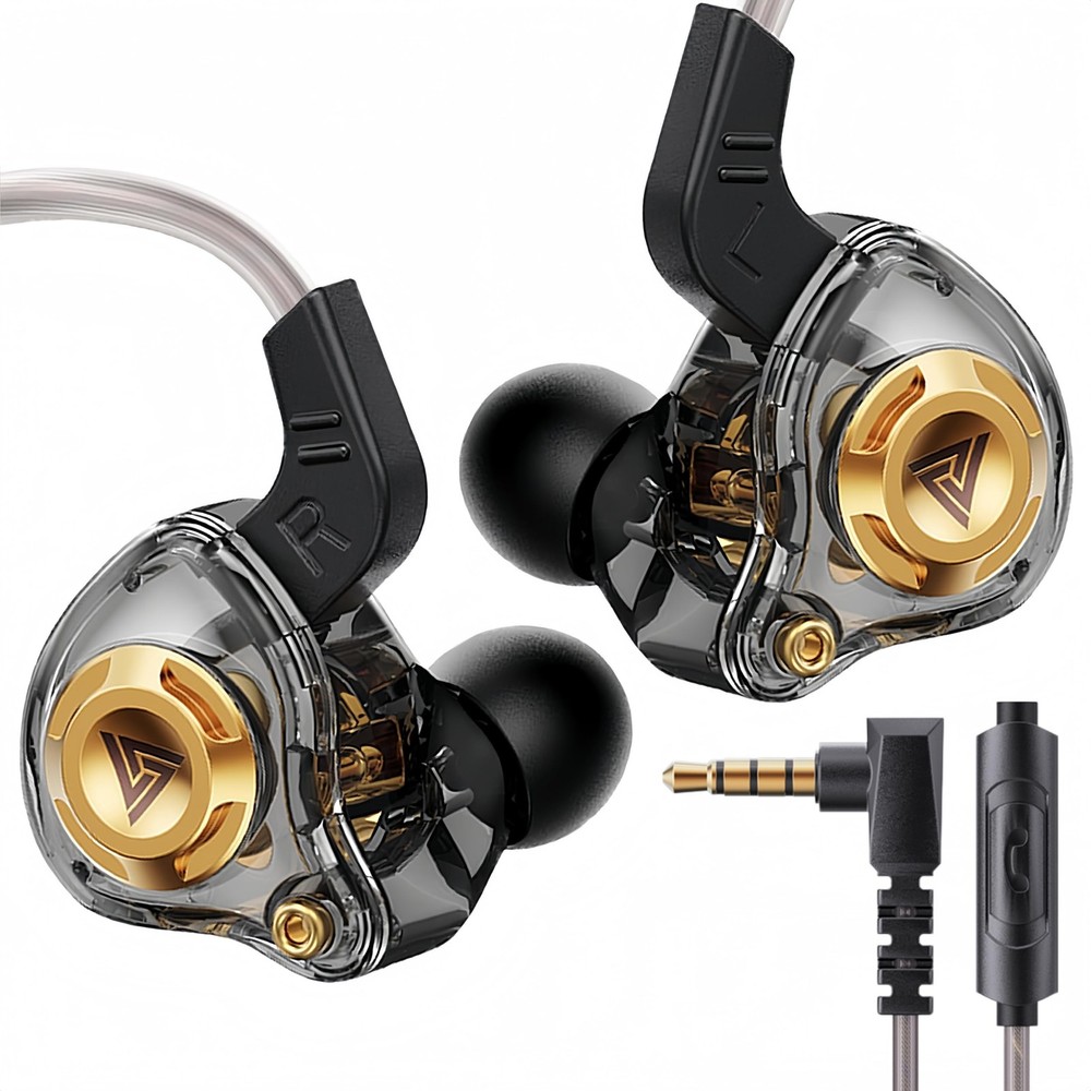 HJX QKZ AK6 SRS Wired IEM for Gaming Earbuds with MIC, in Ear Monitor Black