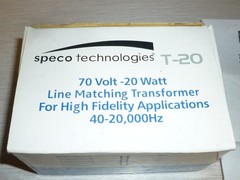 SPECO T20 – 8Ohm to 70V / 20 WATT (20W 15W 10W 5W) – LINE MATCHING TRANSFORER