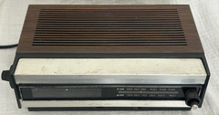 Vintage SEARS FM/AM Digital Clock Transistor Radio Wood Grain Hong Kong WORKS!