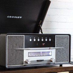 CR7016A-BK Rhapsody 7-in-1 Bluetooth 3-Speed Vinyl Record Player Turntable, C…