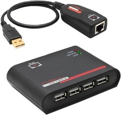 Hall Research U2-160-4 USB 2.0 on Cat6 Extender Kit with 4 port Hub & P/W