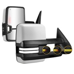 Towing Mirrors Painted Switchback Turn Lights Compatible with 2003-2007 White