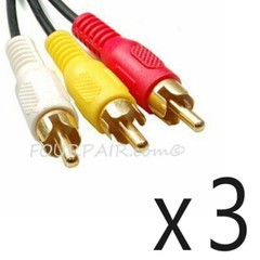 3 Pack Lot – 6ft 3-RCA Composite Video Stereo Audio AV Cable Cord Wire VCR DVD