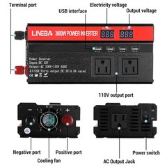Convertidor De Corriente 5000W Para Autos Carros DC 12V a 110V AC Inversor y USB