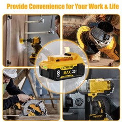 Combo 2-Pack 8.0Ah Replacement Battery & Charger Capacity for DEWALT 20V Tools