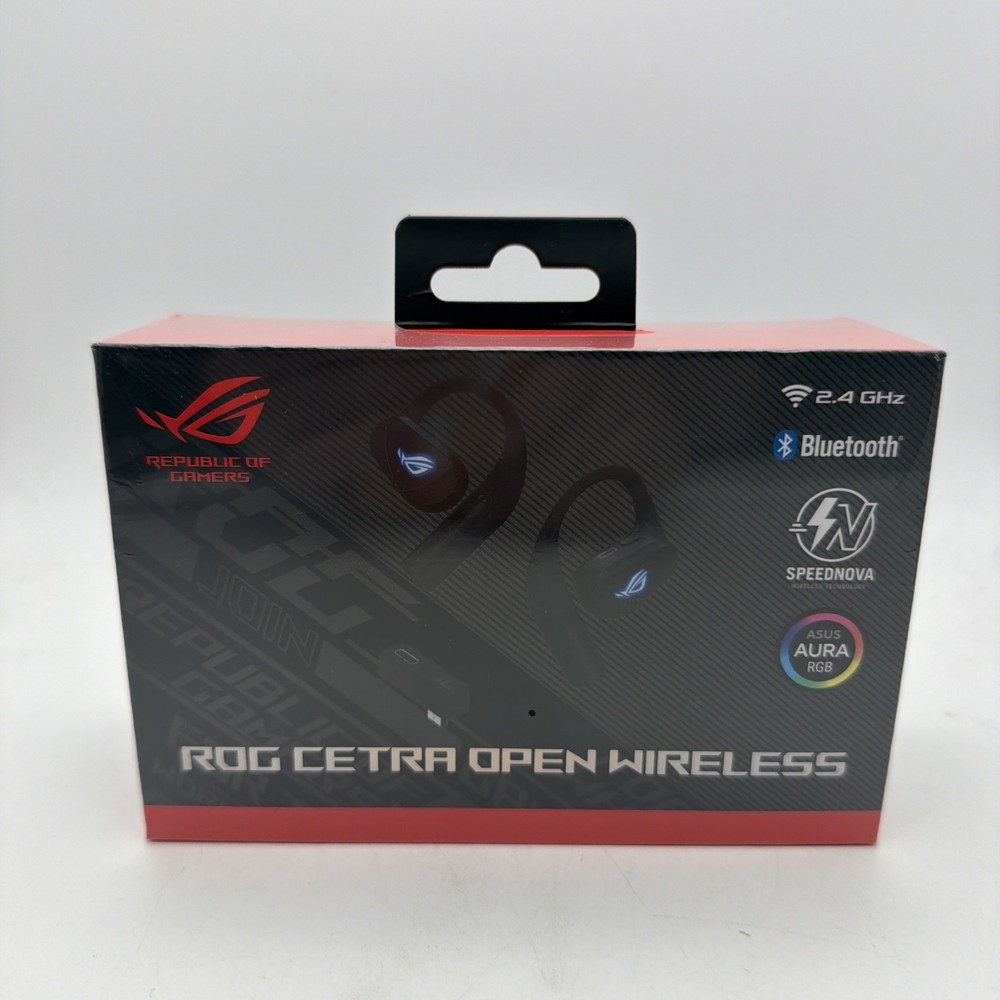 New Asus ROG Cetra Open Wireless Ear-Hook Bluetooth Earbuds with Case Black