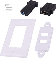HDMI USB 3.0 Wall Plate, 1 Port HDMI Female + 1 Port USB Female Video Component