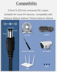 9V DC 1A Power Adapter Supply, AC/DC Adapter 100-240V 50-60Hz to 9 Volt 1000m…