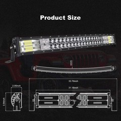 LED Light Bar 32″ Curved & 2X 4″ 60W LED Pods Fog Lights Wiring Harness Kit