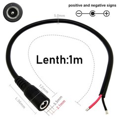 2Pcs 3FT 14AWG 15A 12V DC Power Pigtails Cable, 5.5mm x 2.1mm Female Ba…