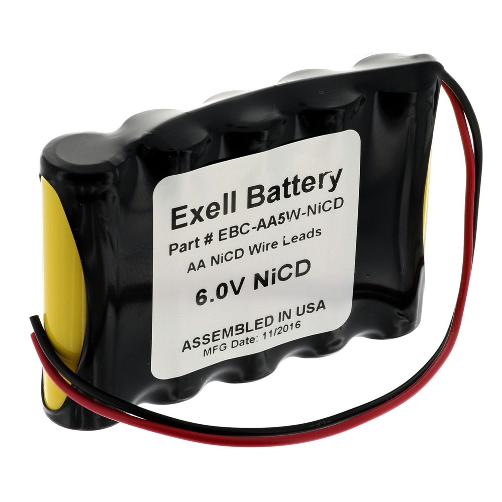 Exell 6V 1000mAh (5xAA) NiCd Custom Battery Pack w/ Wire Leads