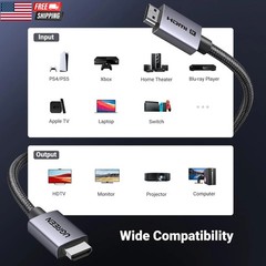 8K HDMI 2.1 Cable 48Gbps 6.6FT, Certified Ultra High Speed HDMI Cord Aluminum, 4