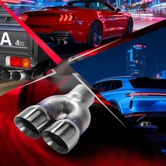 Dual Exhaust Tip 2.25 Inch Inlet 3″ Dual Outlet 8″ Overall 2.25″ x 3″ x 8″