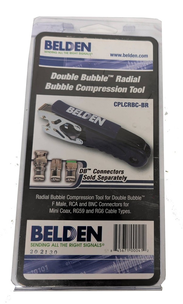 New Belden Double Bubble Radial Compression Tool CPLCRBC-BR F Male, RCA & BNC