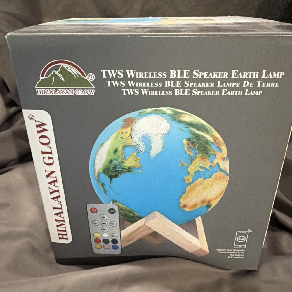 Hand Painted Tws Himalayan Glow Wireless BLE Speaker Earth Lamp W/remote USB-c