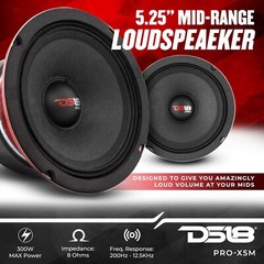 DS18 PRO-X5M Car Speaker 5.25″ Midrange Loudspeaker 300W 8 Ohms (1 Speaker)