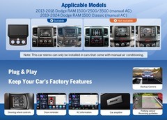 Eonon DGRMX7 For RAM 1500 2500 3500 Car Radio 9″Android 14 CarPlay OTA Update BT