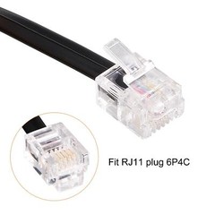 Phone Cord 1.64FT Telephone Cable Phone Line Cord RJ11 6P4C Plugs Black 2pcs