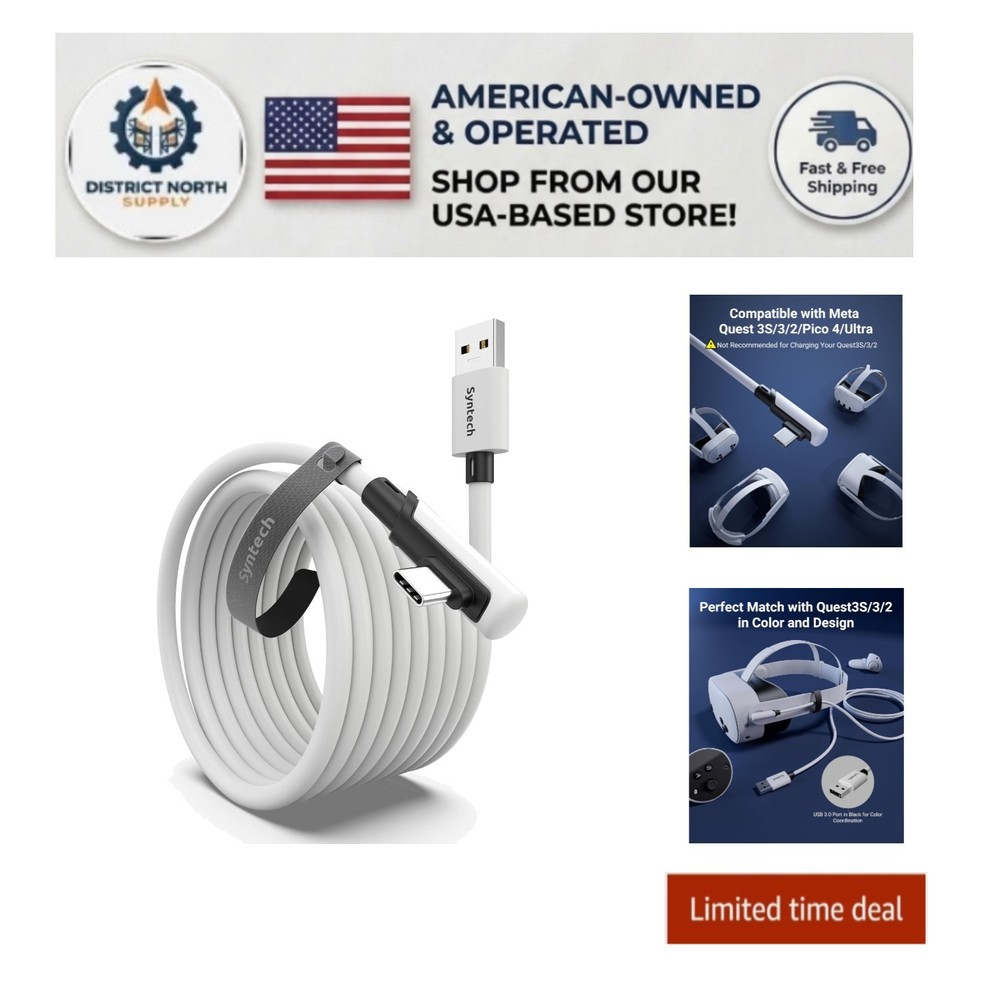 Flexible 16FT USB 3.0 Cable for Seamless VR Gaming with Oculus and Pico Devices