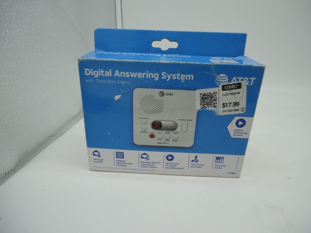 AT&T 1740 Digital Answering Machine System 60 Min Recording Time/Date Stamp BXB