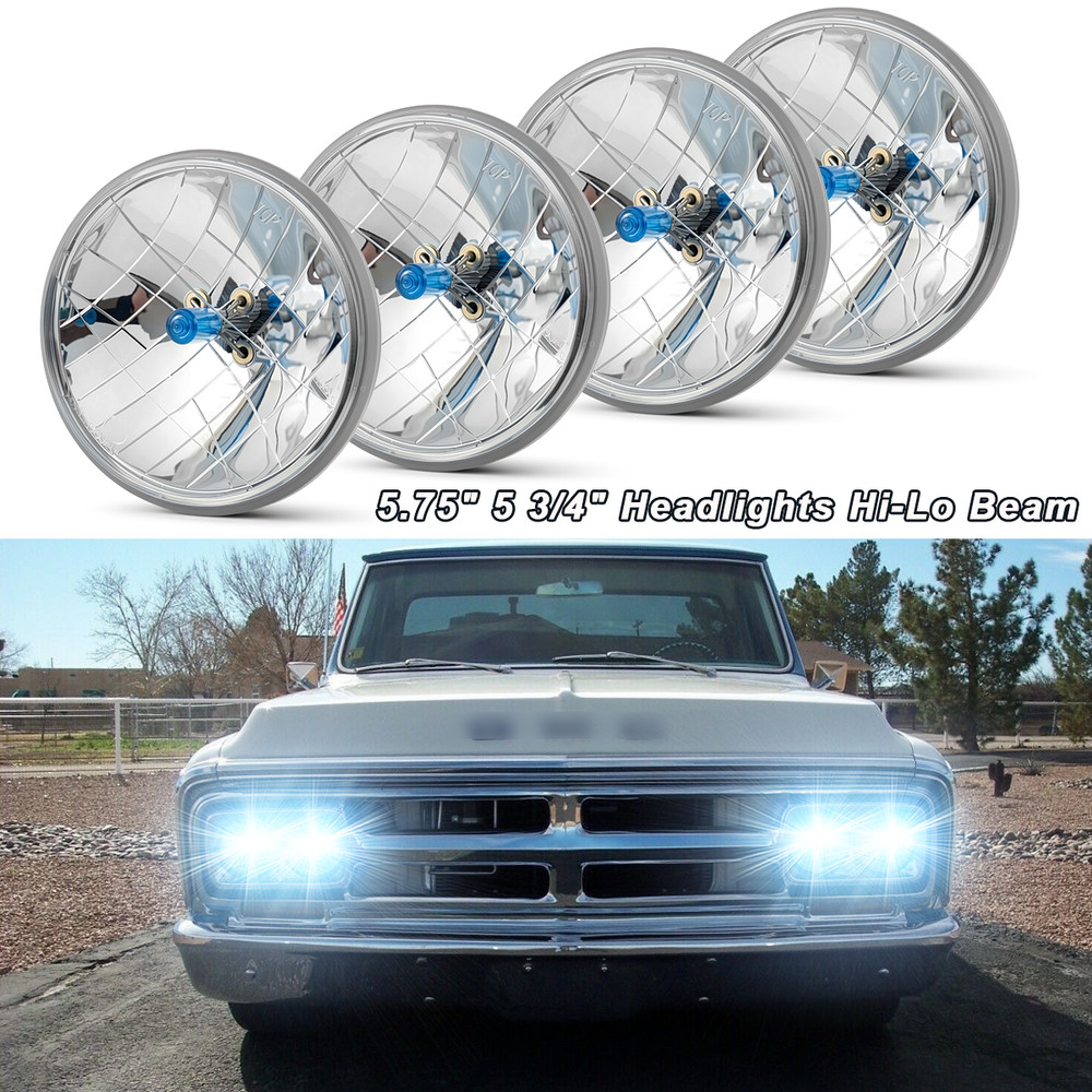 For GMC C15/C1500 1961-1972 Pickup C2500 4x 5-3/4″ 5.75″ Headlights Hi/Lo